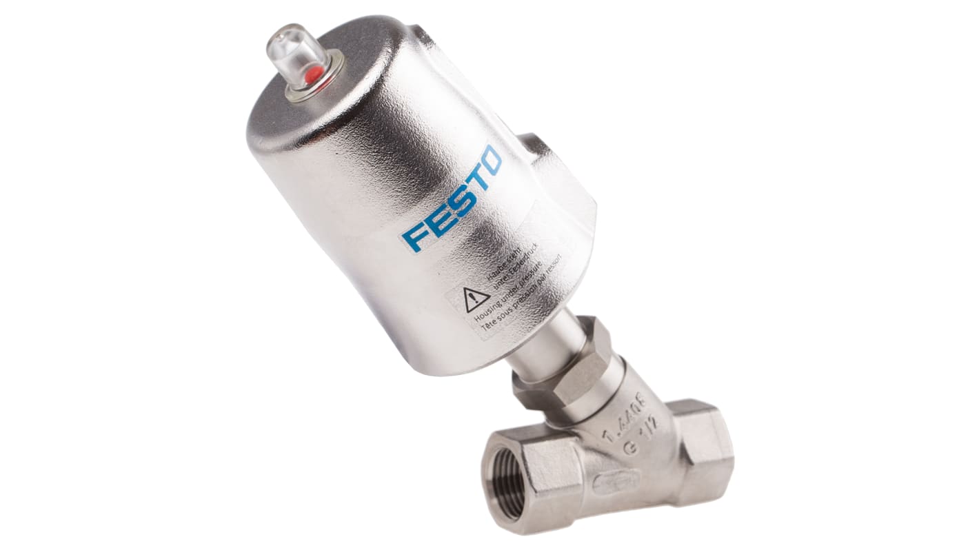 VZXFLM22CMBG12130M1V4V4T5040 Festo Angle Seat type Pneumatic Actuated Valve, BSP 1