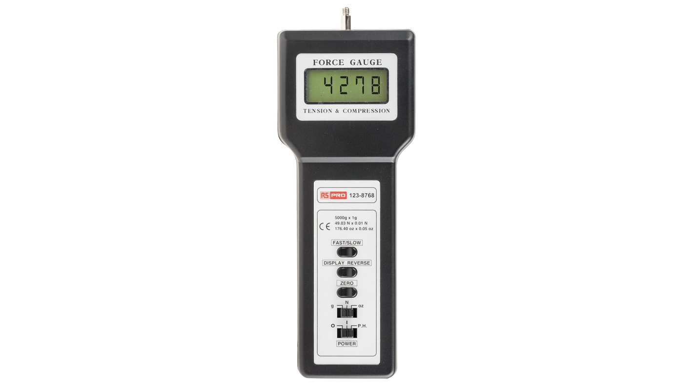 RS PRO Force Gauge 0.8Hz RS232, Range 5000g, Resolution 1 g RS
