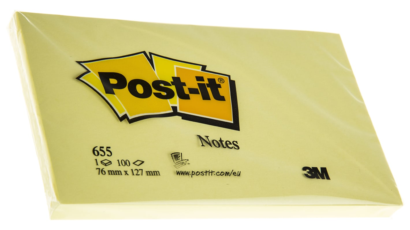 655 PostIt Jaune 100 notes/bloc 76mm x 127mm RS
