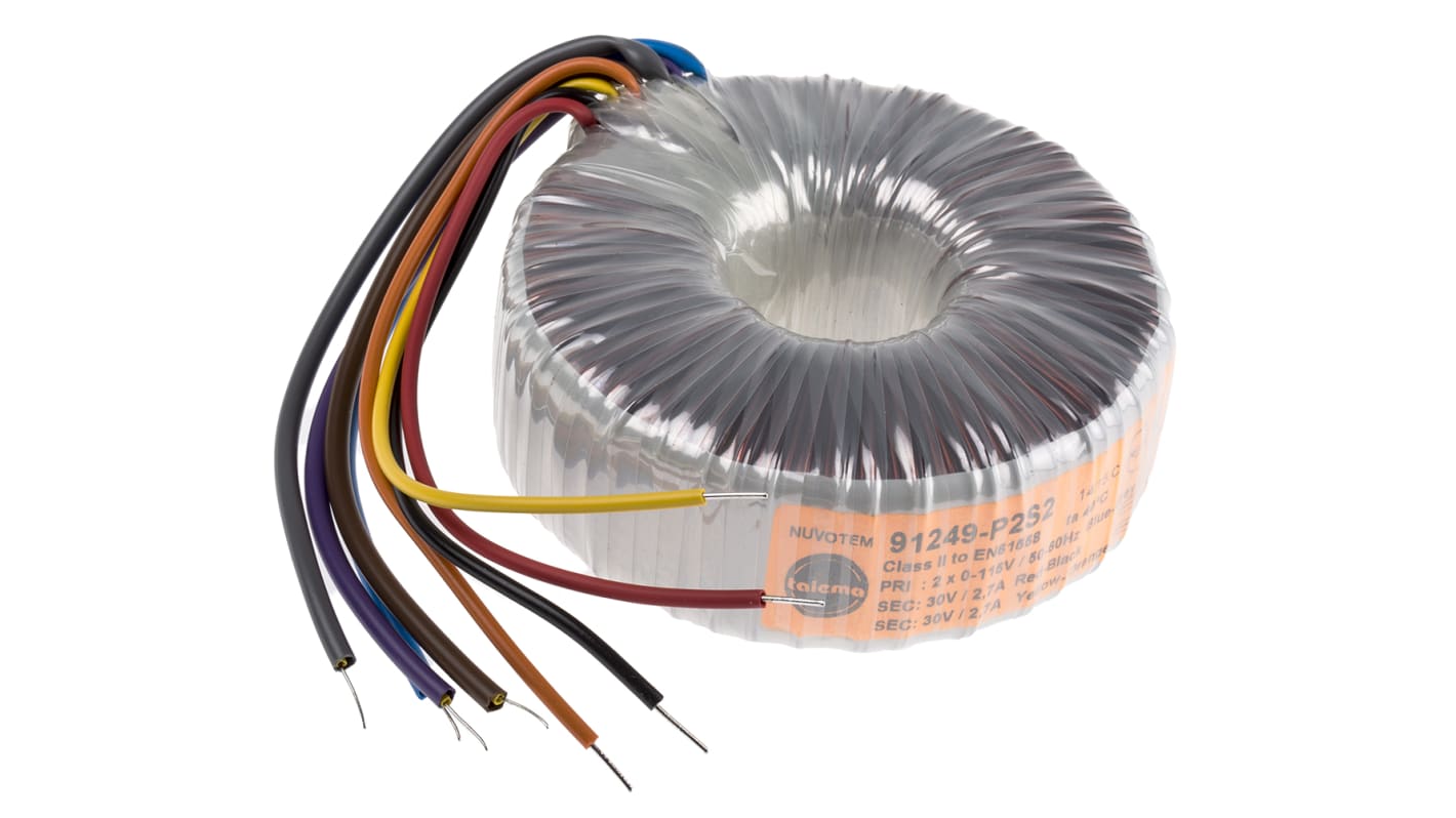 Transformador toroidal Nuvotem Talema, 91962-P2S2, Tensión 2 x 30V ac ...