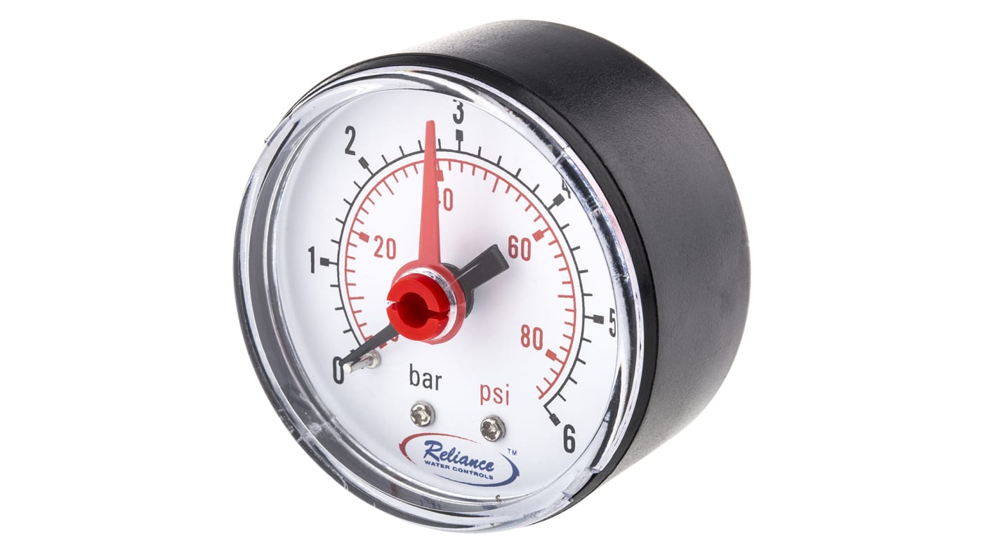 RS PRO Dial Pressure Gauge 6bar, RS Calibration, 0bar min. RS