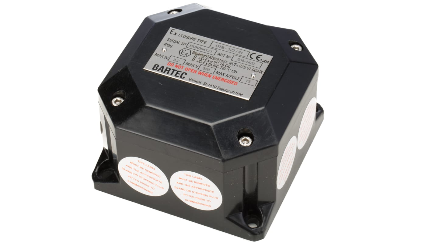 OTB122 Bartec GB Series Black Junction Box, IP66, ATEX, 122 x122 x