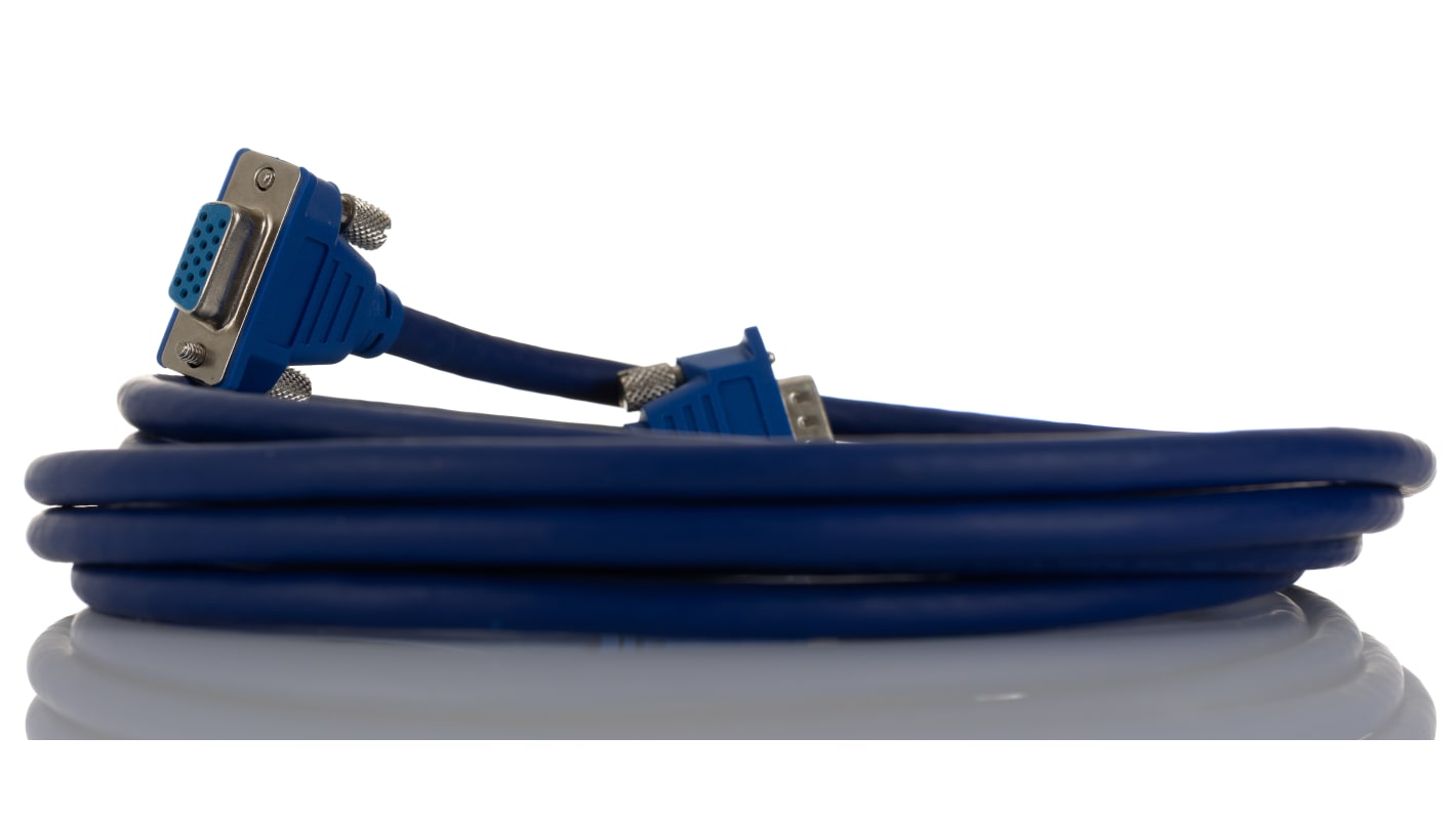 Cable VGA RS PRO de color Azul, con. A: VGA macho, con. B: VGA long. 3m | RS