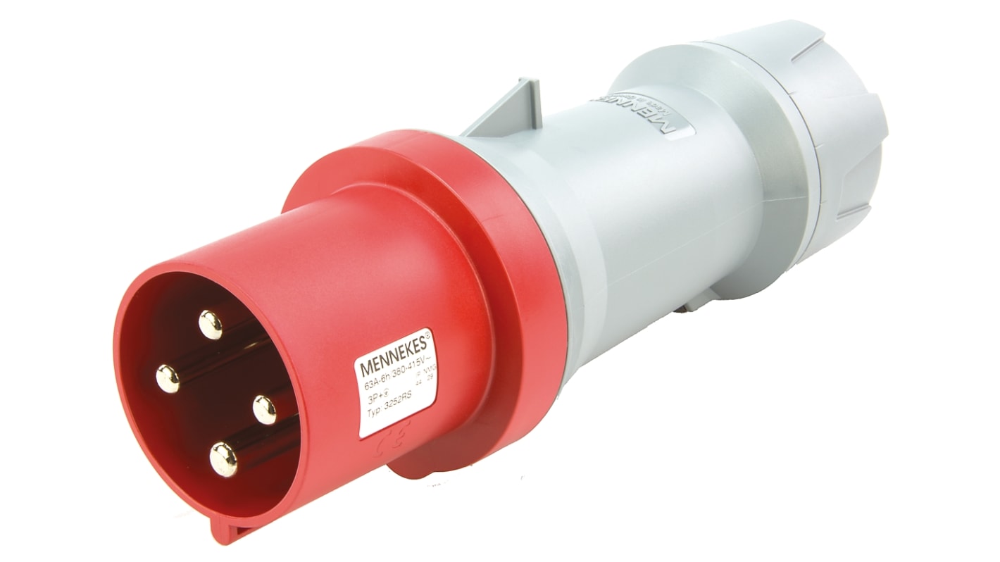 3252RS | MENNEKES, PowerTOP IP44 Red Cable Mount 3P+E Industrial Power ...
