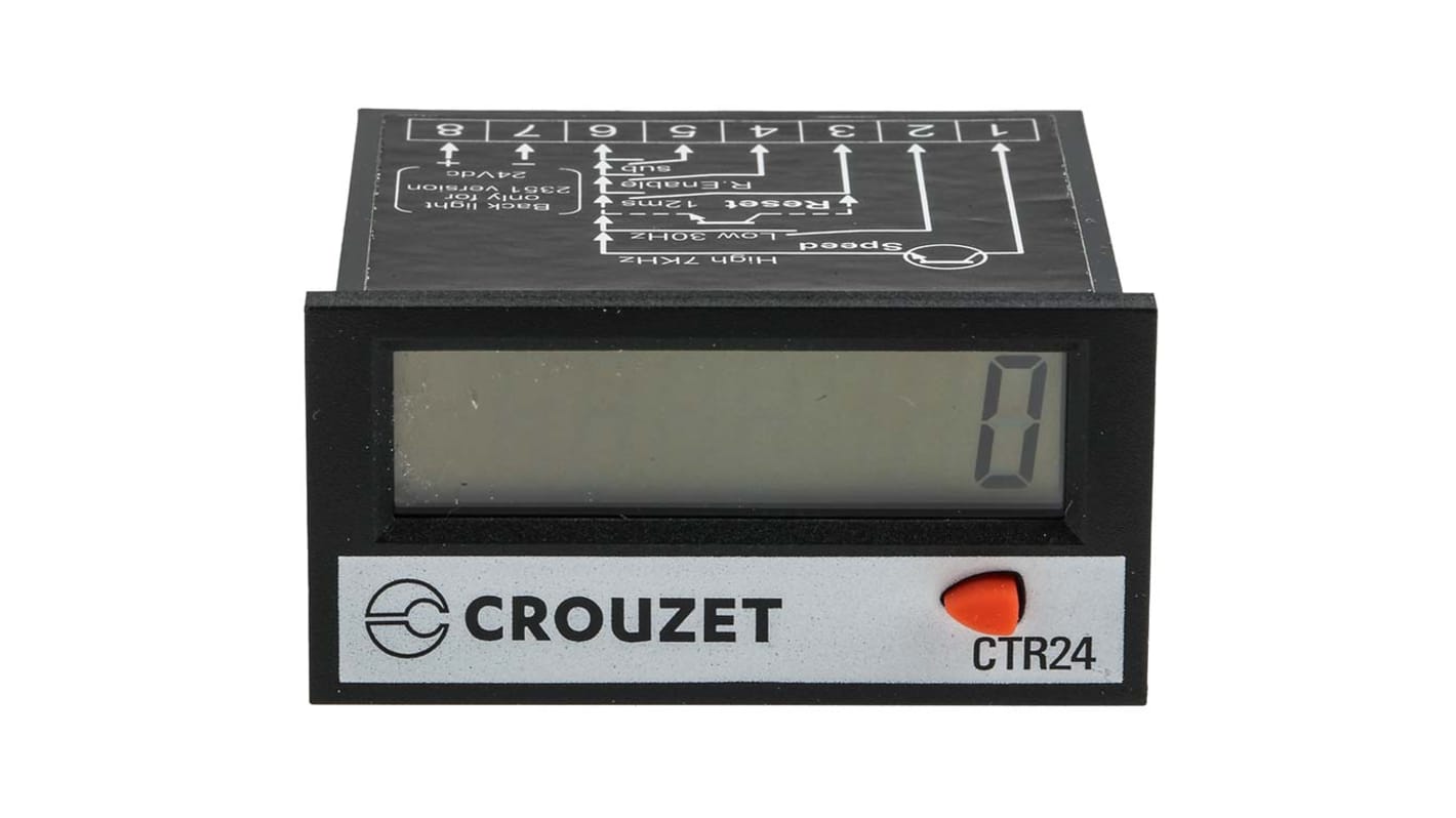 Crouzet CTR24, 8 cifret Tæller med LCD Display, Forsyning: 3 → 30 V dc