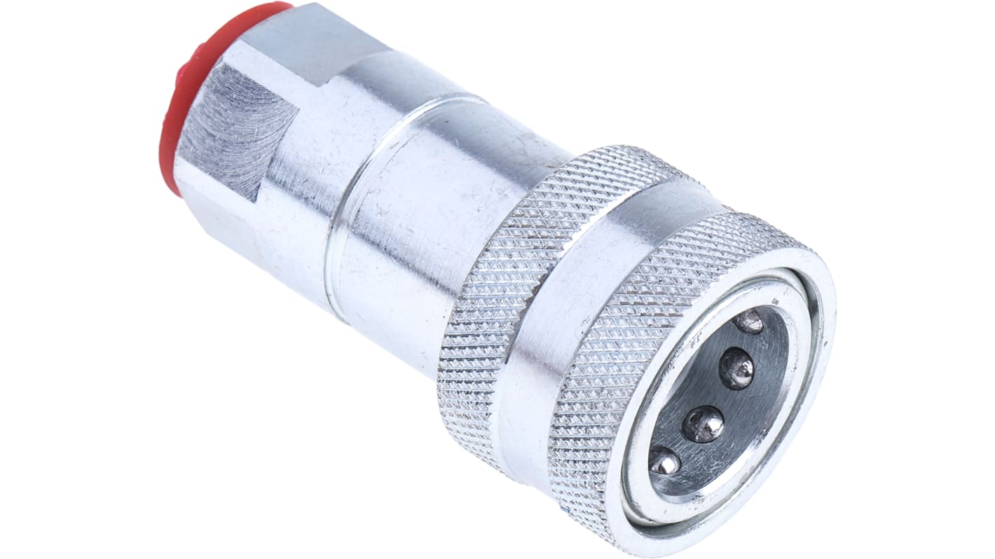 RS PRO Steel Female Hydraulic Quick Connect Coupling, BSP 3/8 Female RS