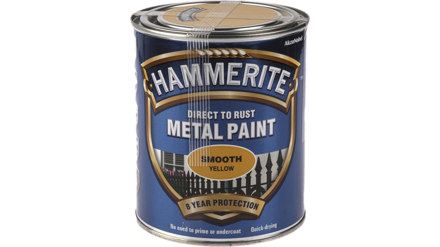 5092874 Hammerite Metal Paint in Smooth Yellow 750ml RS