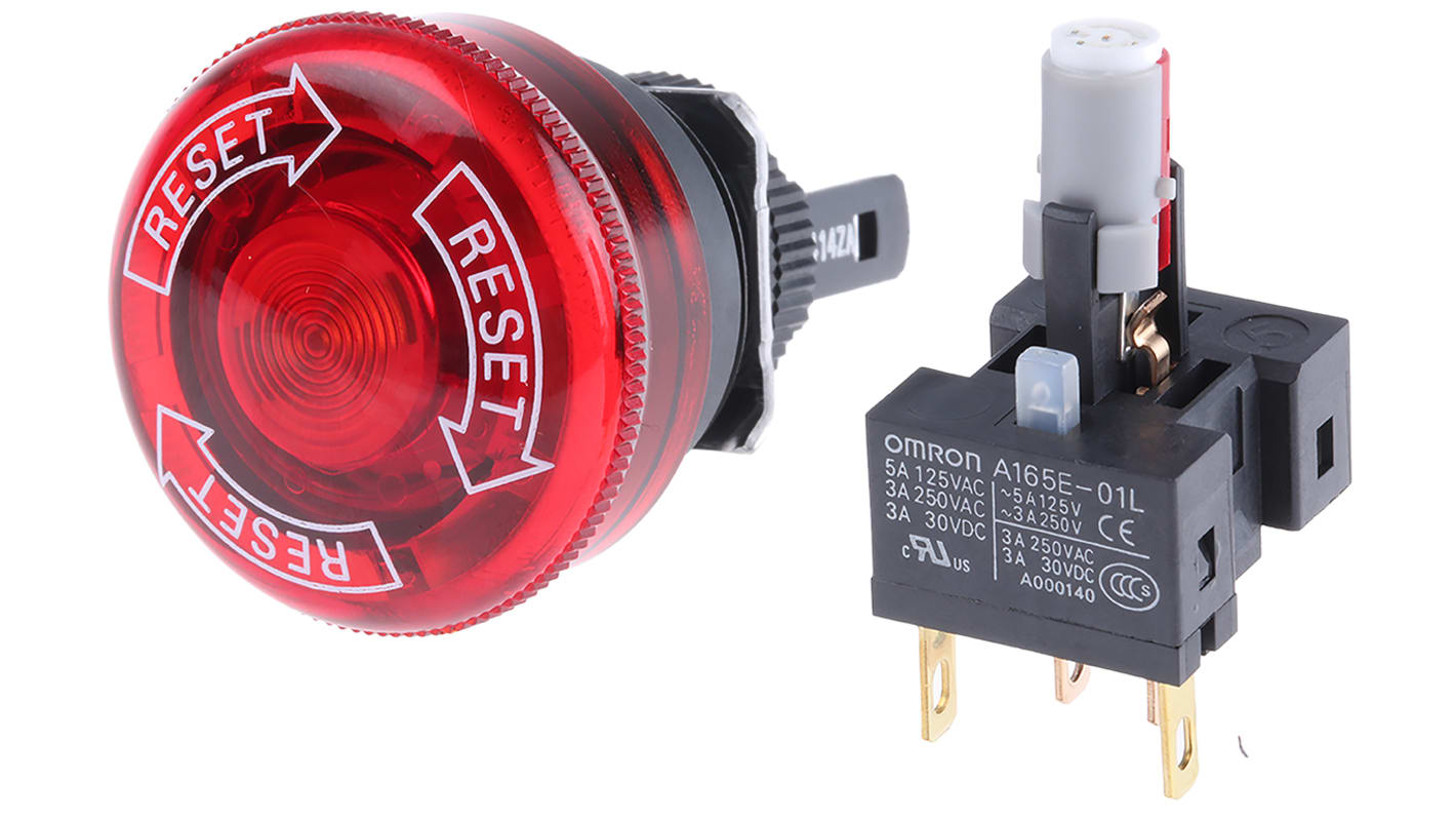 A165E-LS-24D-01 | Omron A165E Series Red Illuminated Emergency Stop ...