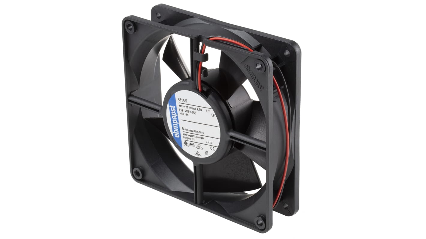 4314G | Axial ebm-papst 4300 de 119 x 119 x 32mm, 24 V dc, 5W, 2800rpm, caudal 170m³/h, 45dB | RS