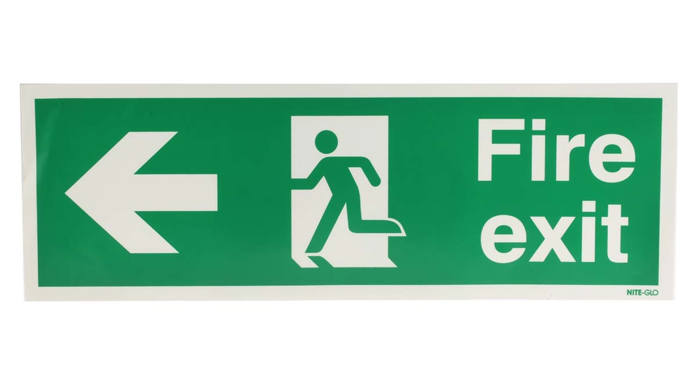 VSafety 14023AX-S Cartello 'Fire Exit' Freccia Destra – 300x100 Mm, Autoadesivo, Verde, Norma EN ISO 7010
