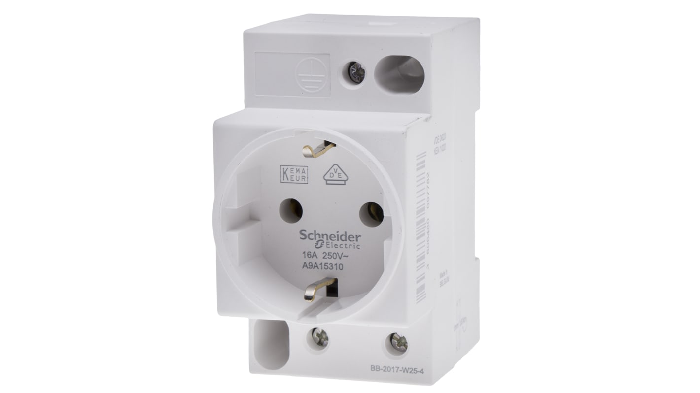 A9A15310 Schneider Electric de 2P+E de color Blanco, para Alemania, V, 16A, Montaje en Carril DIN |