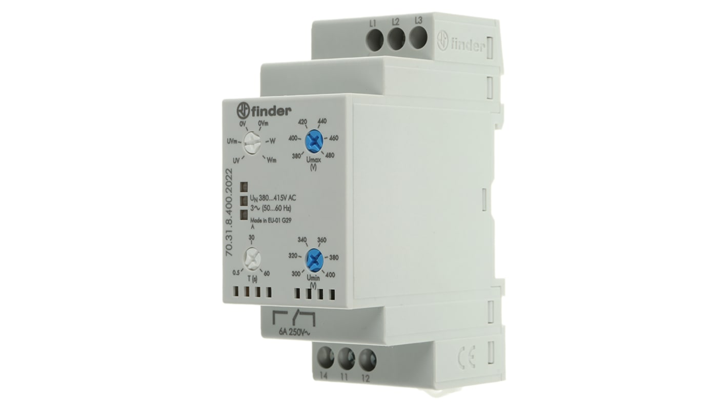 70.31.8.400.2022 Finder Voltage Monitoring Relay, 6A, 300 → 480V ac