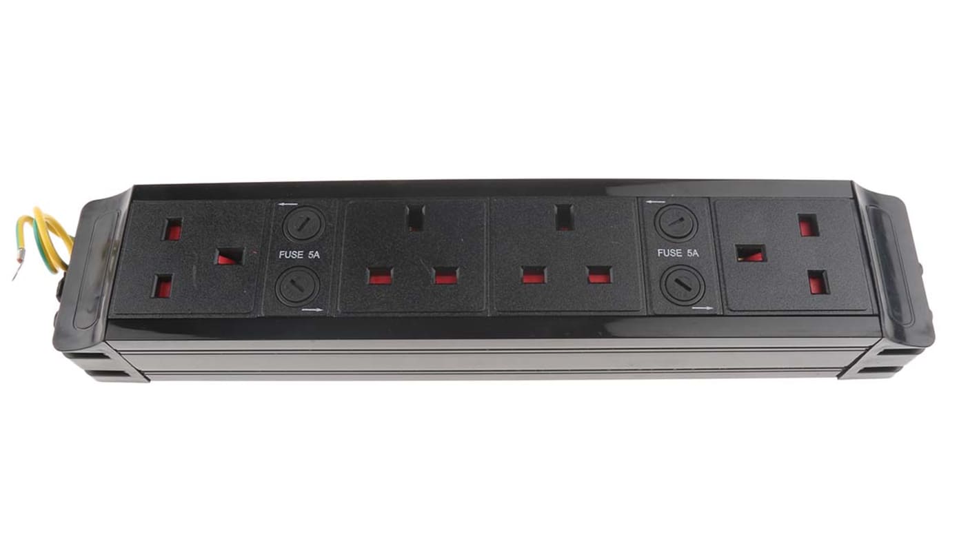Type G British 4 Gang Power Distribution Unit, 0.15m Cable, Fused RS