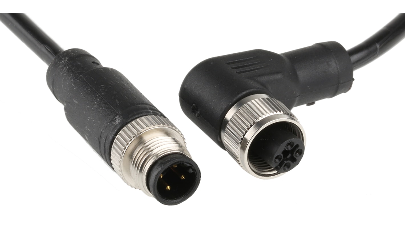 Cable conexión RS PRO, con. A M12 Hembra, 4 polos, con. B M12 Macho, 4 polos, 250 V, 4 A, IP67 | RS