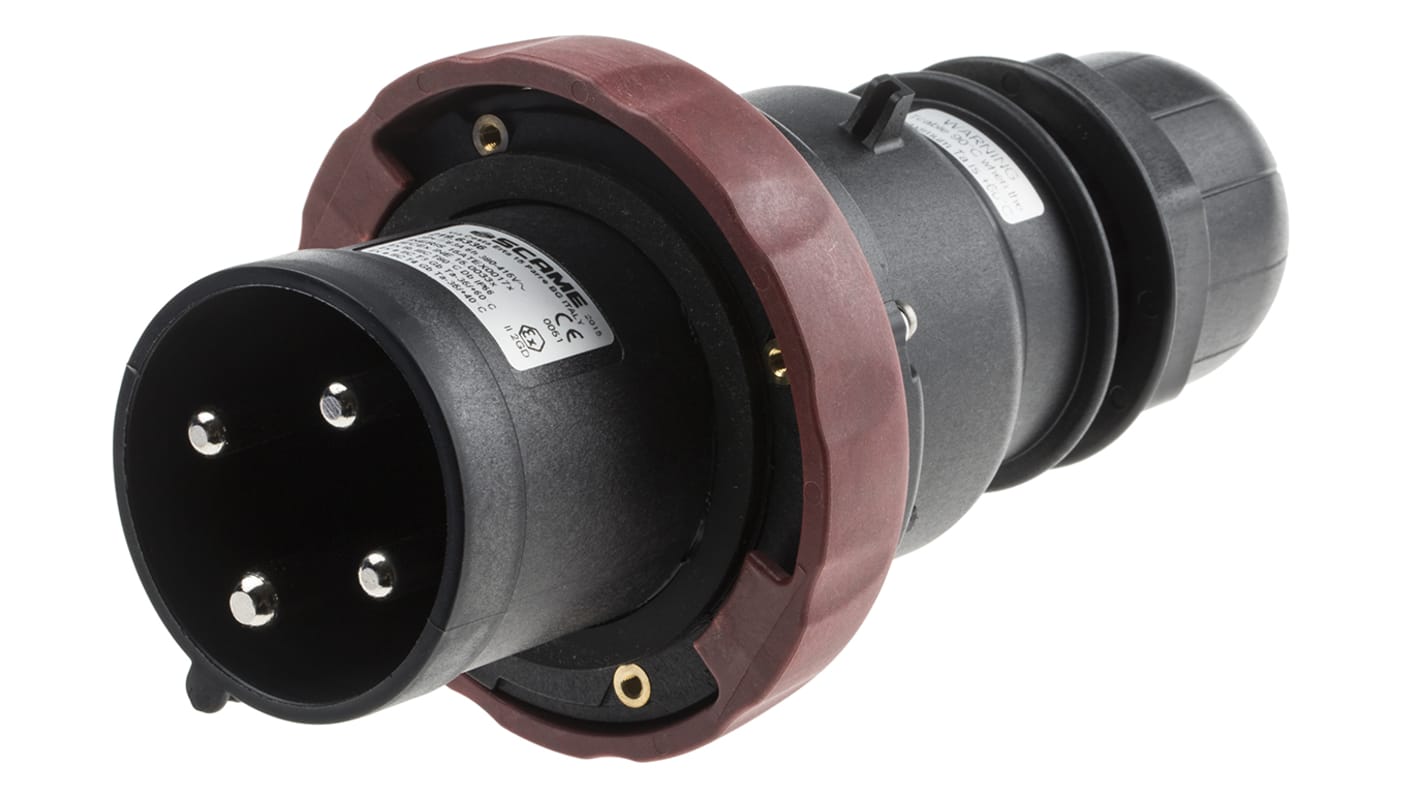 219.6336 | Scame IP66 Red Cable Mount 3P+E Power Connector Plug ATEX ...