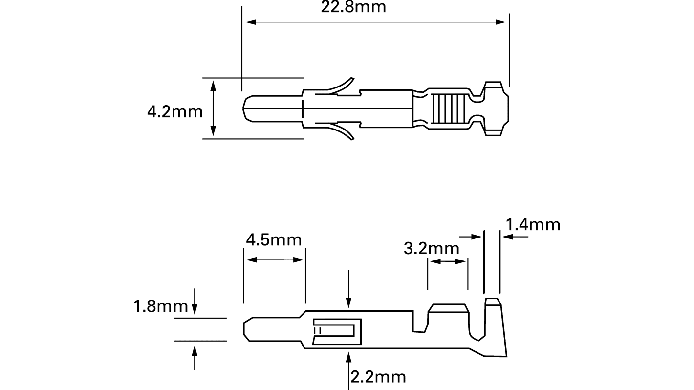TE Connectivity, Universal MATE-N-LOK Male Crimp Terminal 18AWG 350690 ...