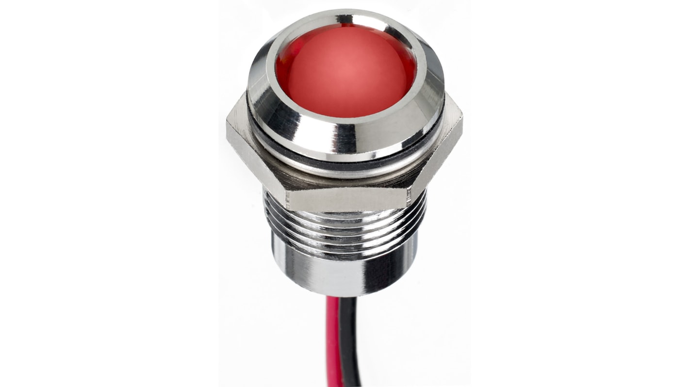 RS PRO Red Indicator, 110V ac, 14mm Mounting Hole Size, Lead Wires