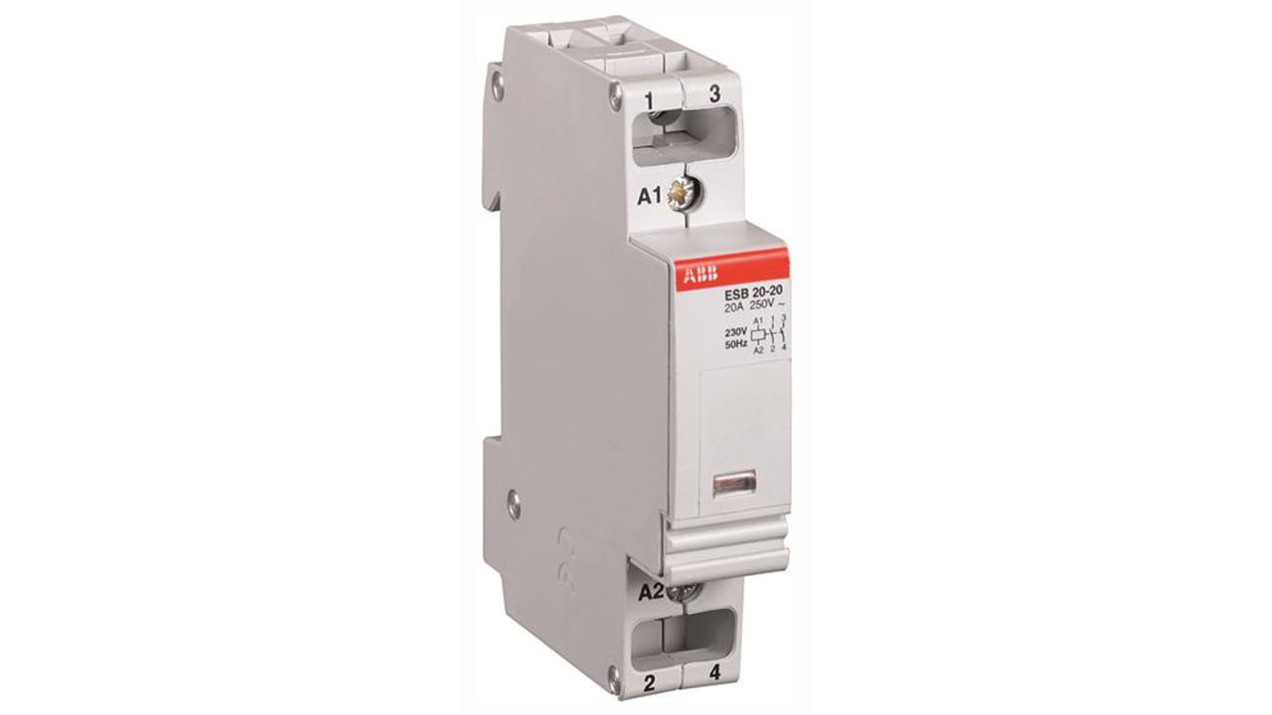 ABB ESB20-02 ESB Contactor, 24 V ac Coil, 2 Pole, 20 A, 1.1 kW, 2NC | RS