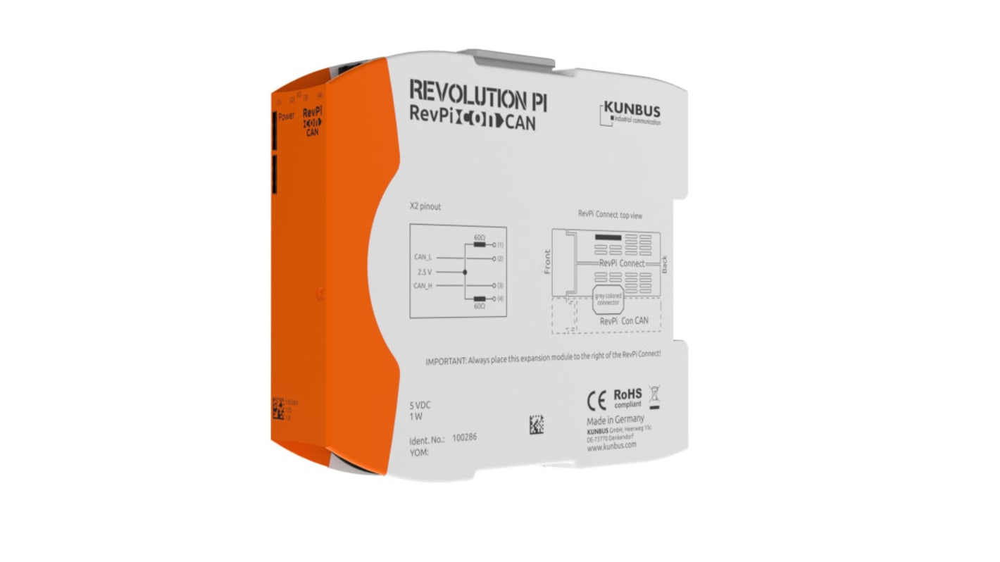 Kunbus PLC bővítőmodul, használható (RevPi Connect(+))-hoz, 110,5 x 22,5 x 96 mm