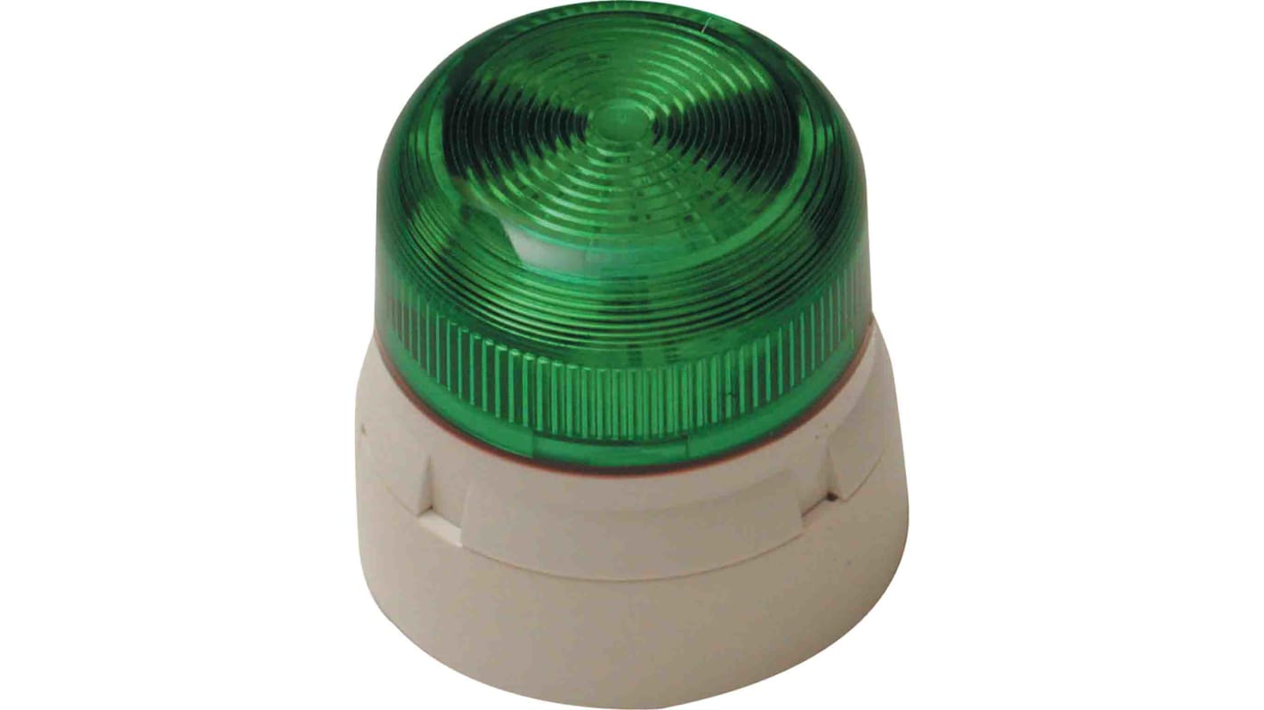 QBS0050 Klaxon Green Flashing Beacon, 12 V dc, 24 V dc, Base Mount