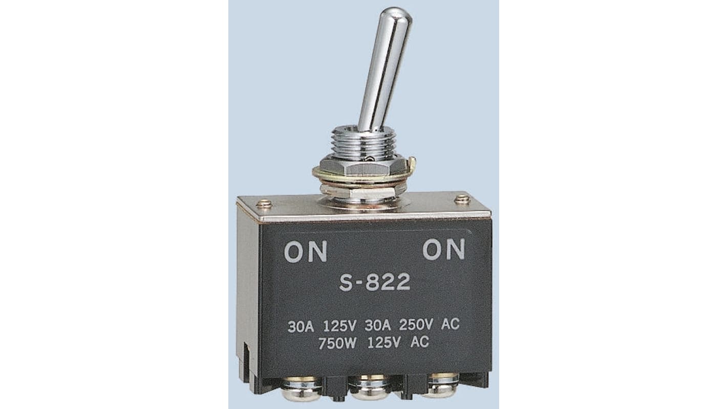 NKK Switches Toggle Switch, Panel Mount, On-(On), DPDT, Screw Terminal