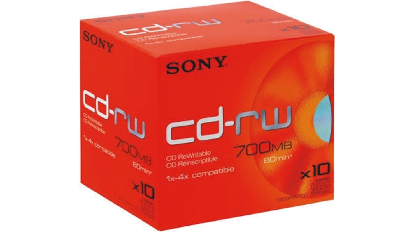 10CDRW700SLD Sony 700 MB 10 Stk Jewelcase 4X RS
