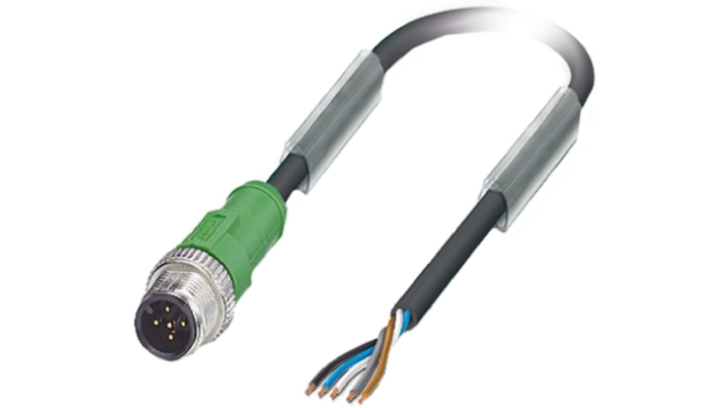 1683361 | Cable conexión Phoenix Contact, con. A Macho, 5 polos, con. Sin terminación, cod.: long. 10m, 60 V | RS