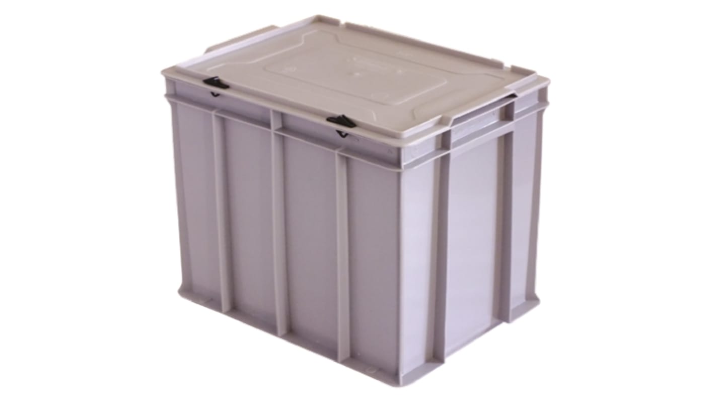 RS PRO 30L Grey PE Medium Container with Lid, 320mm x 300mm x 400mm | RS