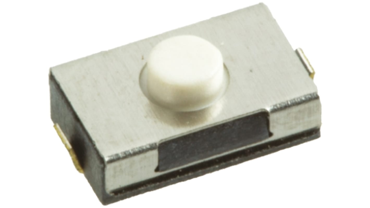 White Tactile Switch, Single Pole Single Throw (SPST) 50 mA @ 12 V dc 0.8mm Surface Mount