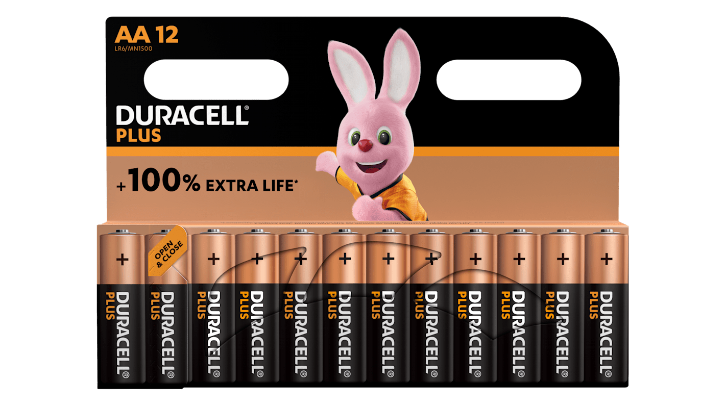 AA +/PWR P12 RS Duracell Plus Power Alkaline AA Battery 1.5V RS