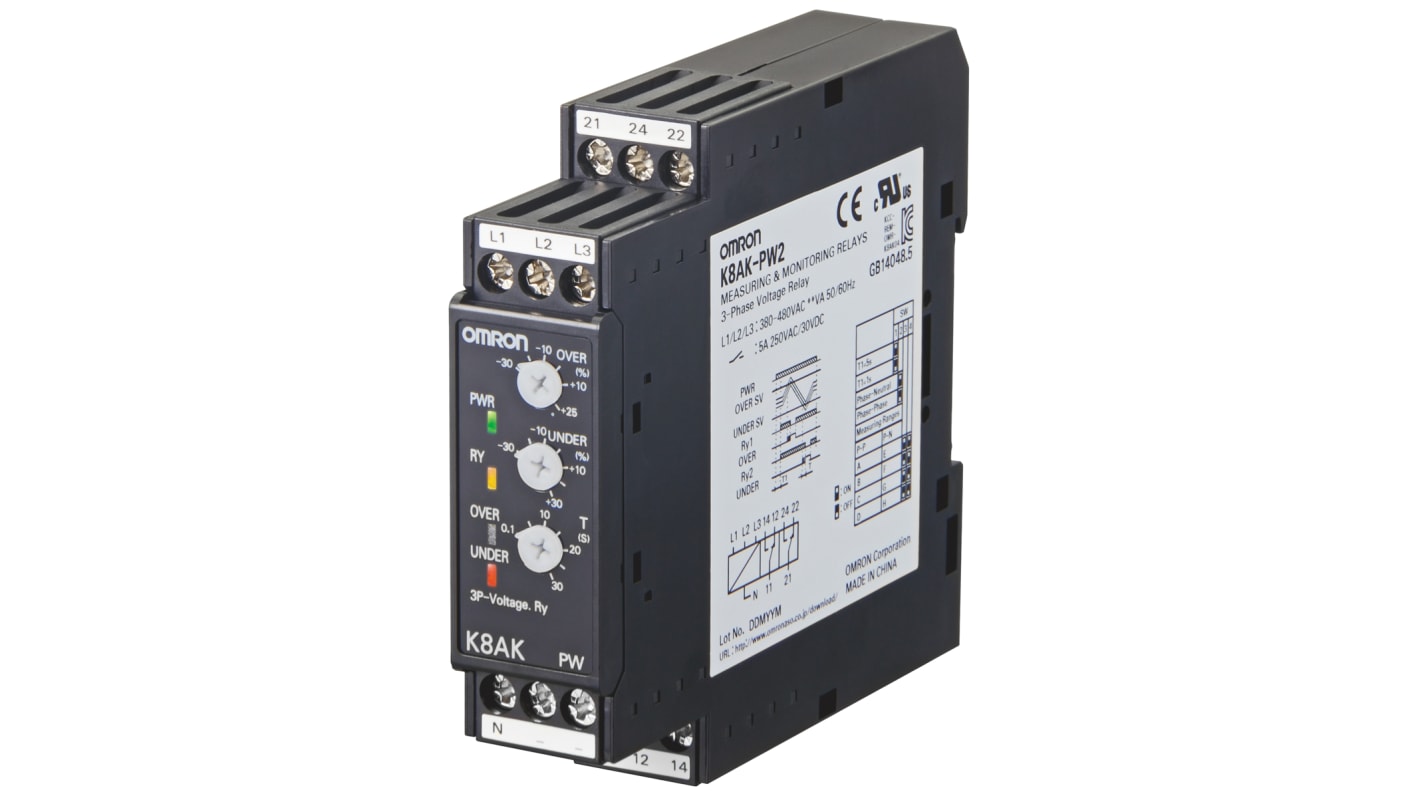 K8AKPW2380480VAC | Omron Voltage Monitoring Relay, 3 Phase, SPDT | RS