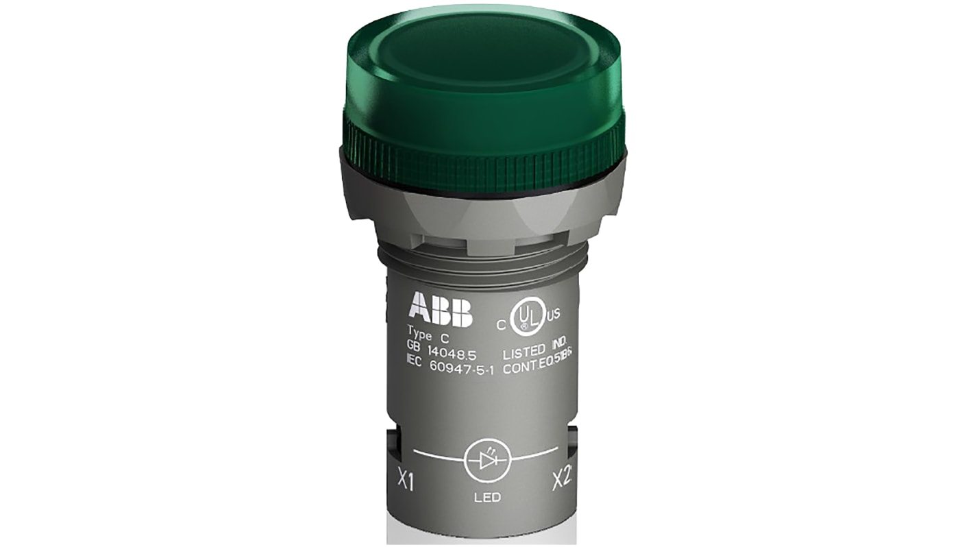 1SFA619403R5232 CL2-523G | ABB, Panel Mount Green LED Pilot Light, 22mm ...