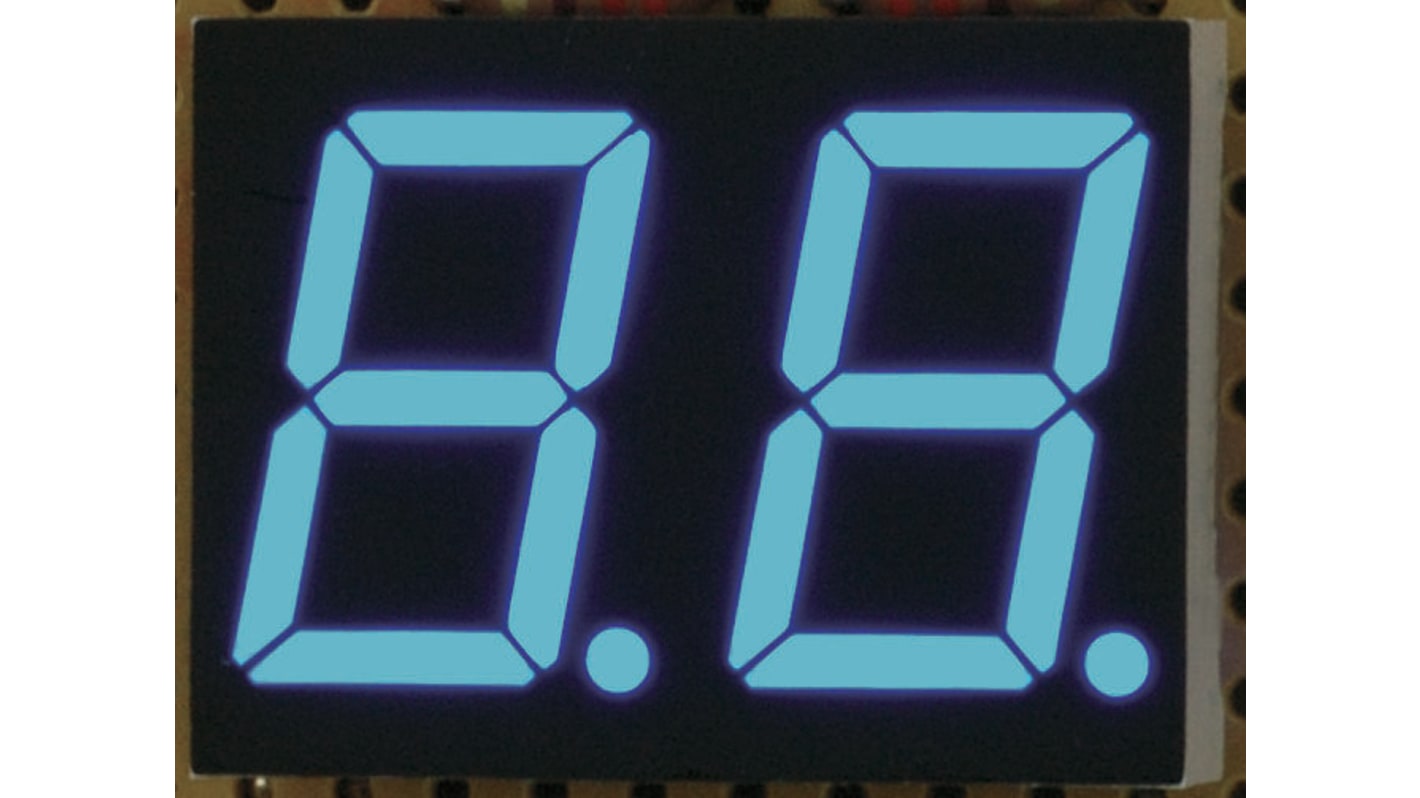 ローム LEDディスプレイ, 2桁, 青, 数字表示器, 7セグメント, LB-602BA2 | RS