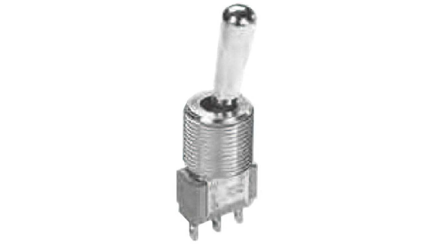 TE Connectivity Toggle Switch, Panel Mount, (On)-Off-(On), SPDT, Solder Terminal, 120 ac/dc, 28V ac/dc