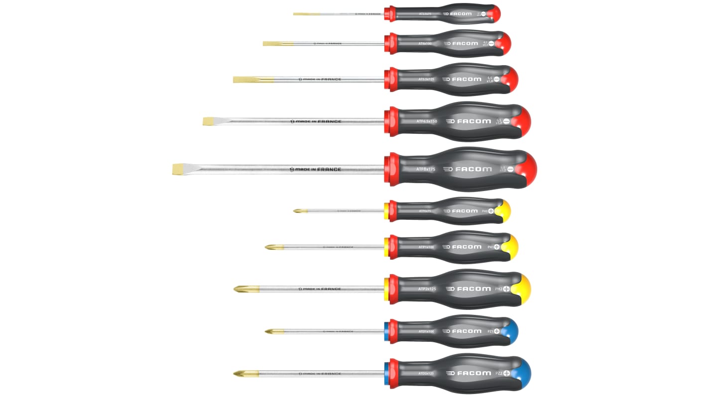 ATW.J10PB Ergonomic Phillips, Pozidriv Screwdriver Set RS