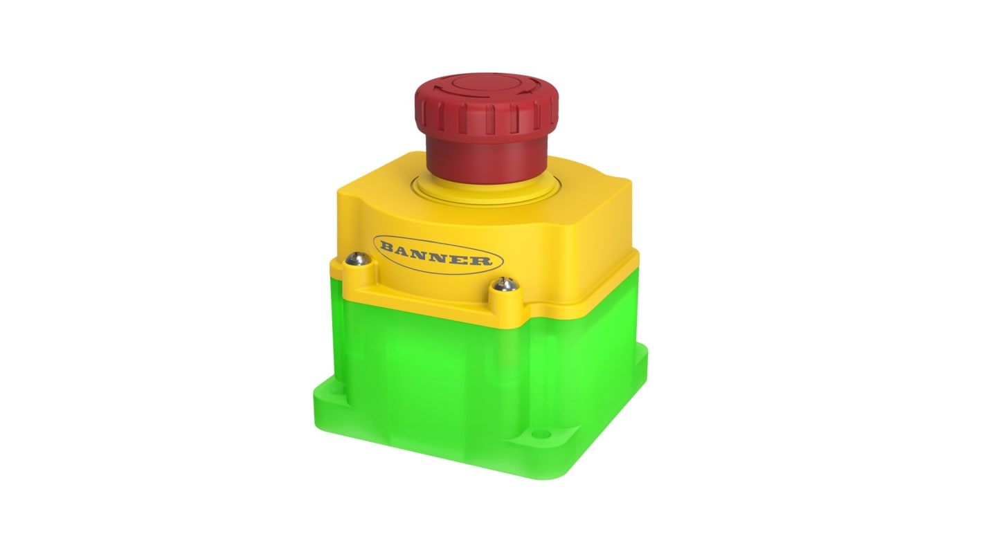 SSAEB1PLGR12ED1Q8 Banner Emergency Stop Push Button, 1NC, Surface