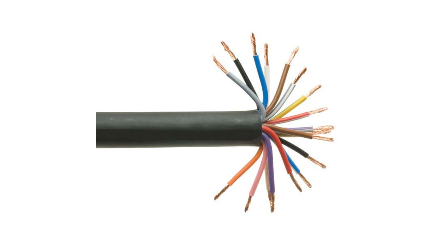 Cable de datos RS de 18 conductores, AWG, long. 100m, Ø ext. 11.5mm Negro | RS