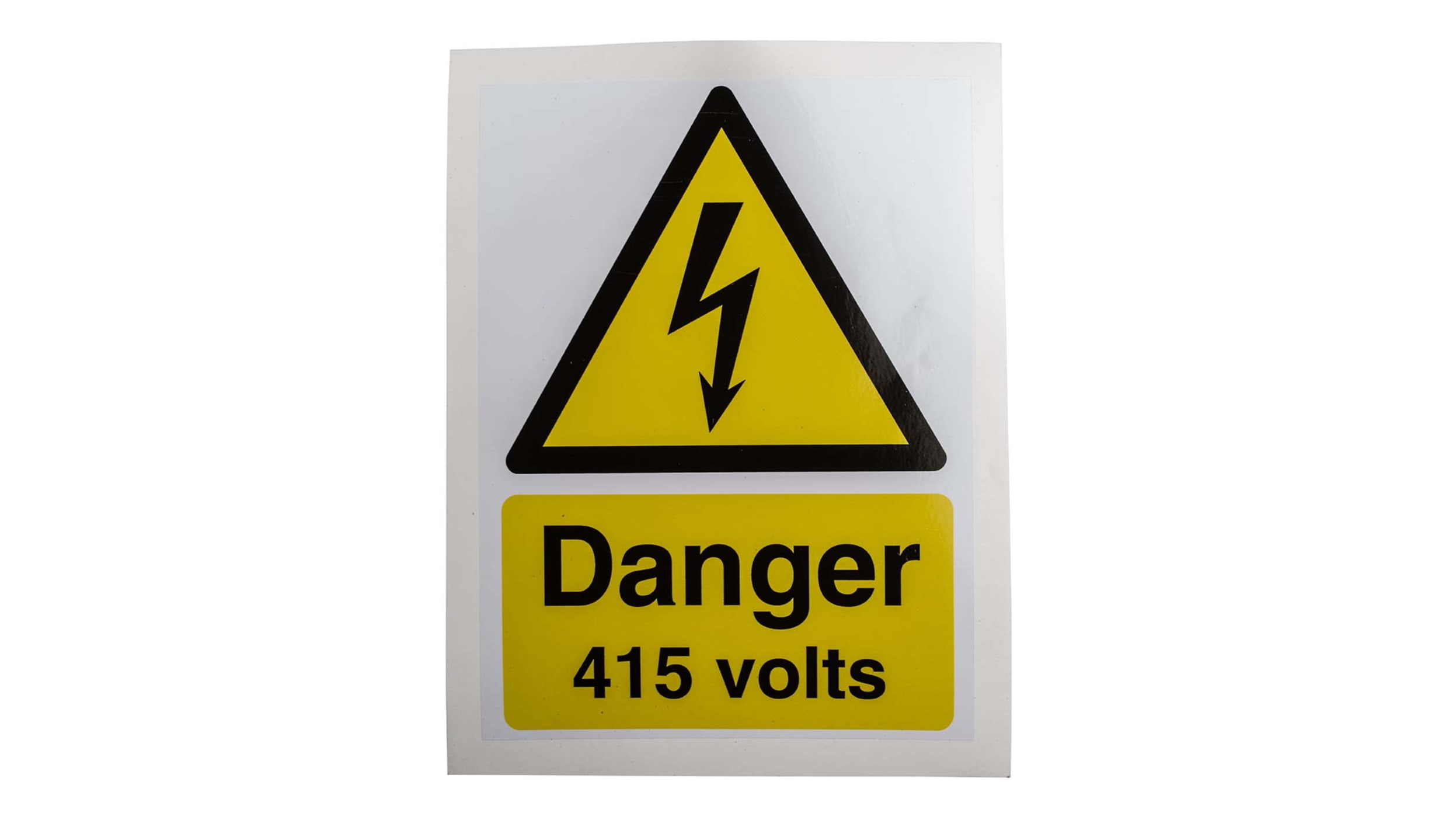 RS PRO Black/White/Yellow Vinyl Safety Labels, Danger 415 Volts-Text 200 mm  x 150mm