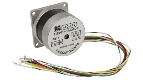 Motor paso a paso, 1.8°, Bobinado Unipolar, tipo Híbrido, Cables, Par 0.50Nm, 5,1 V dc | RS