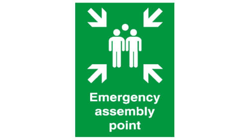 Plastic Fire Safety Sign Emergency Assembly Point With English Text Self Adhesive Rs Components