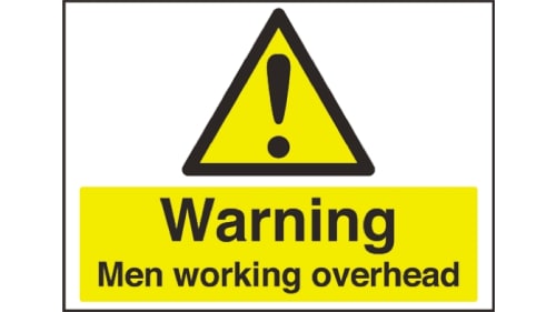 Rs Pro 危険警告ラベル Warning Men Working Overhead 英語語 プラスチック 黒 黄 サイン Rs Components