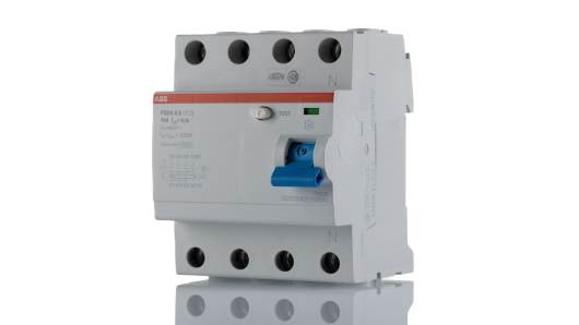ABB F200 RCCB, 63A, 4 Pole, 100mA, Type A, 230/400V ac | 2CSF204201R2630  F204 A S-63/0,1