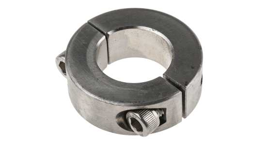 Huco Shaft Collar, Two Piece, Clamp Screw, OD 45 mm OD, W 15 mm, Stainless Steel | 046202025