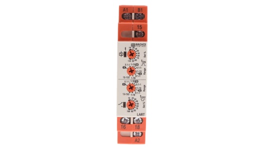Broyce Control DIN Rail Mount Timer Relay, 24 → 230 V ac/12 → 230V dc, 1-Contact, 0.1 s → 100h, | LART 12-230V AC/DC