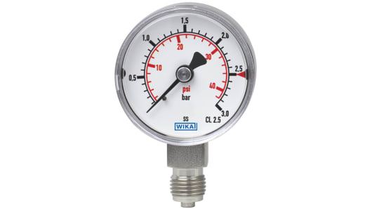 WIKA NPT 1/8 Analogue Pressure Gauge 400bar Bottom Entry 40mm Outside Diameter | 48776988