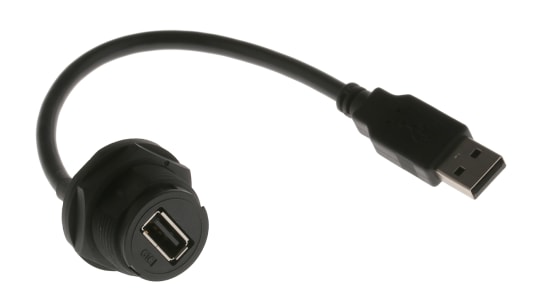 Cable USB 2.0 RS PRO, A. USB A Hembra, con B. USB A Macho, long. 200mm, color Negro | RS