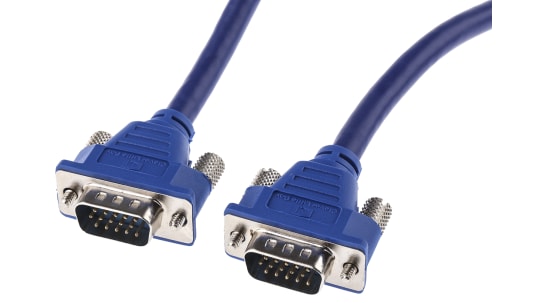 Cable RS PRO de color Azul, A: VGA macho, con. B: VGA macho, long. 10m | RS