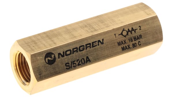 Norgren S 5 Non Return Valve G 1 8 Female Inlet G 1 8 Female Outlet 0 3 16bar Rs Components