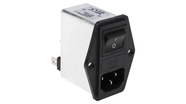 Fn284 4 06 Schaffner 4a 250 V Ac Male Panel Mount Iec Filter 2 Pole Fn284 4 06 Faston 2 Fuse Rs Components