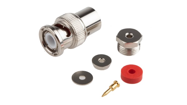 Conector BNC RS PRO, Macho, Recta, Impedancia 50Ω, Montaje de Cable,  Terminación de Abrazadera, 4GHz, RG178, Níquel | RS Components